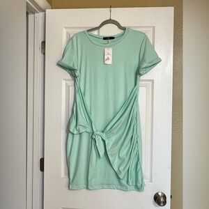 Chic Mint Green Tie-Front Mini Dress
